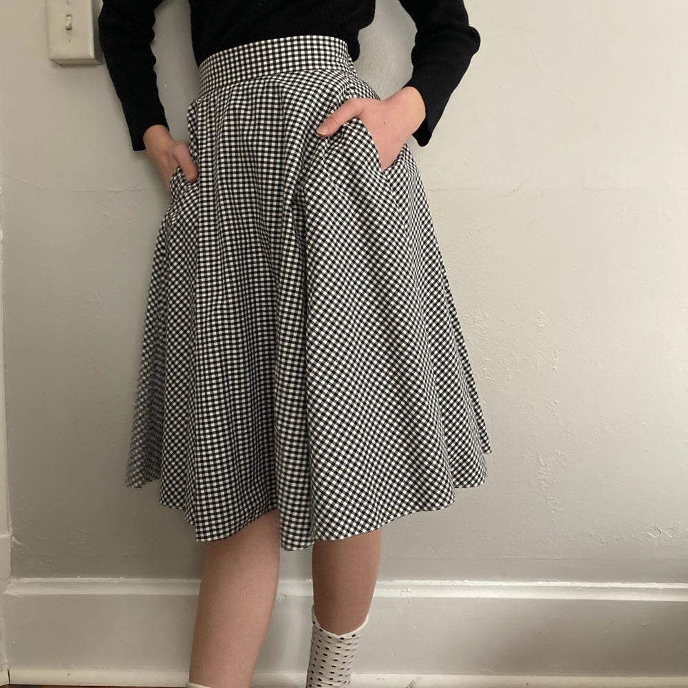 Gingham midi skirt